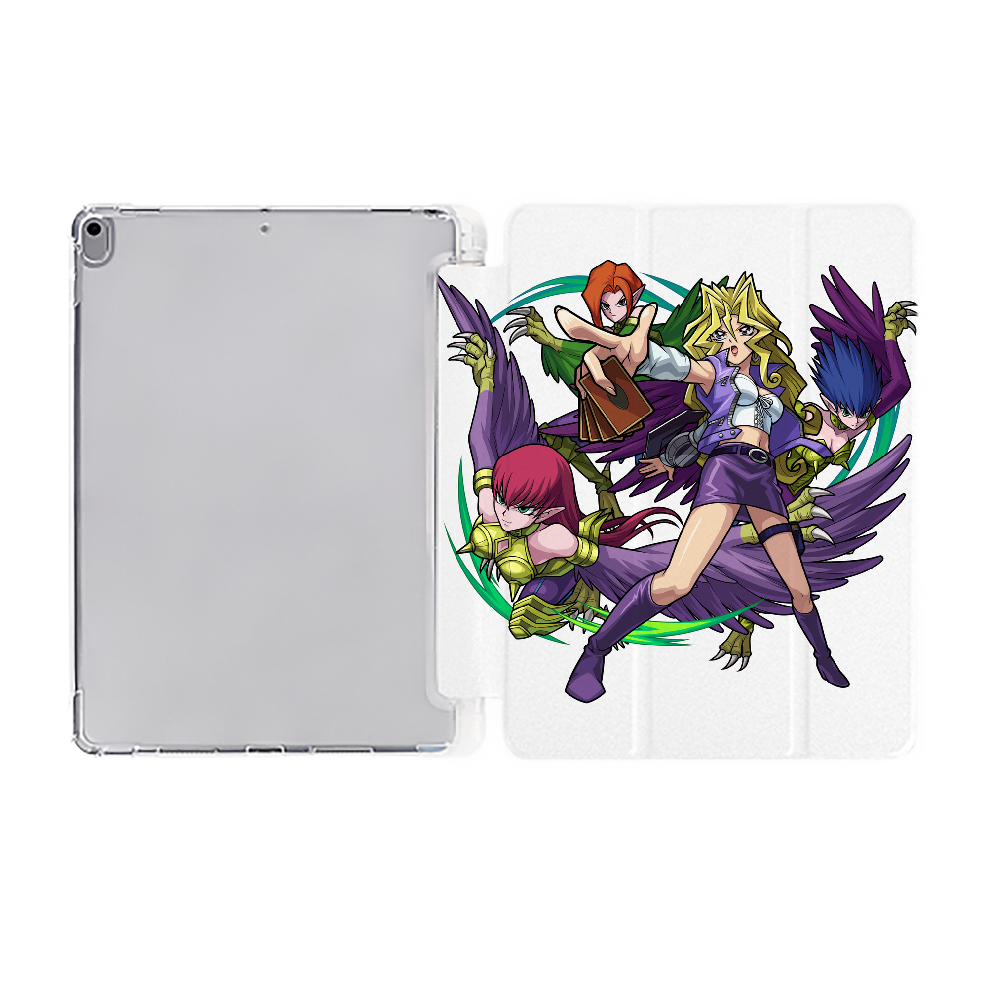 （画像用） 遊☆戯☆王 Yu-Gi-Oh! IPad ケース ペン収納付き 三つ折りスタンド PUレザー×シリコン 対応機種9.5/10.5/10.9インチ
